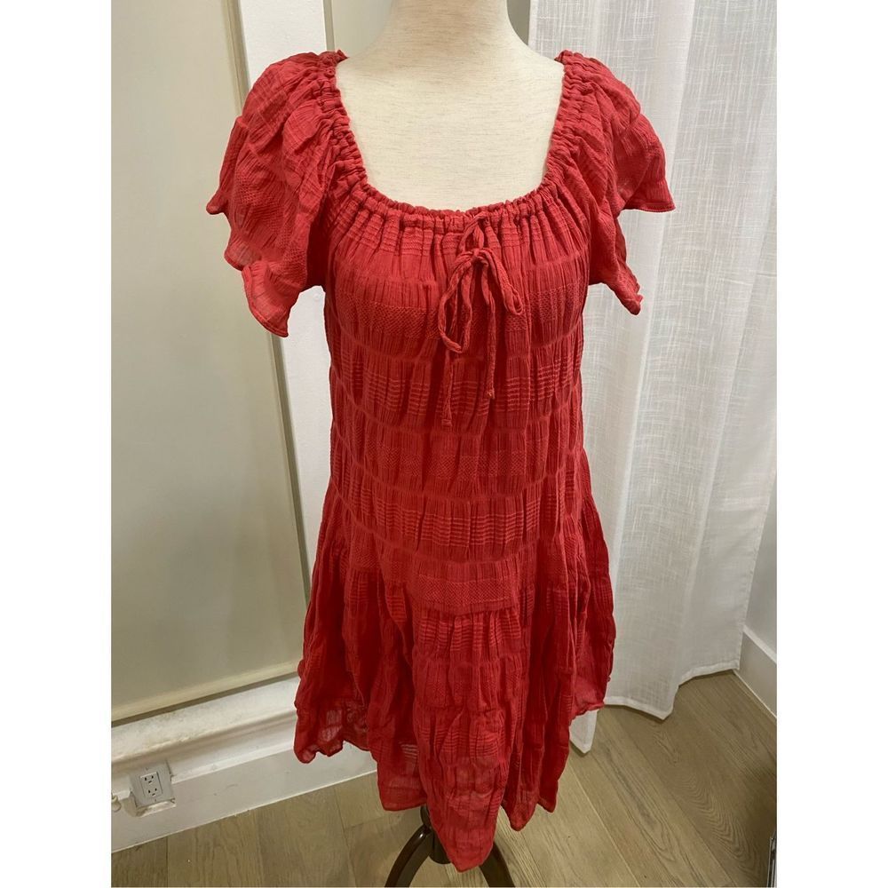 Max Studio washed red gauzy dress small